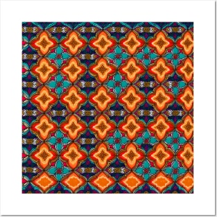 Watercolor Moroccan Tile Pattern Posters and Art